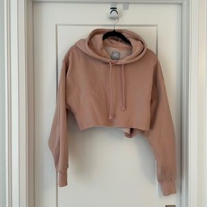 TNA - Cozy Fleece Boyfriend Cropped Hoodie - Rose - Small